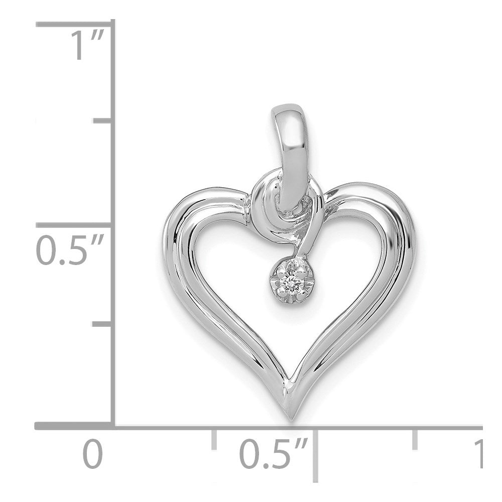 14k White Gold AA .01ct. Diamond Heart Pendant