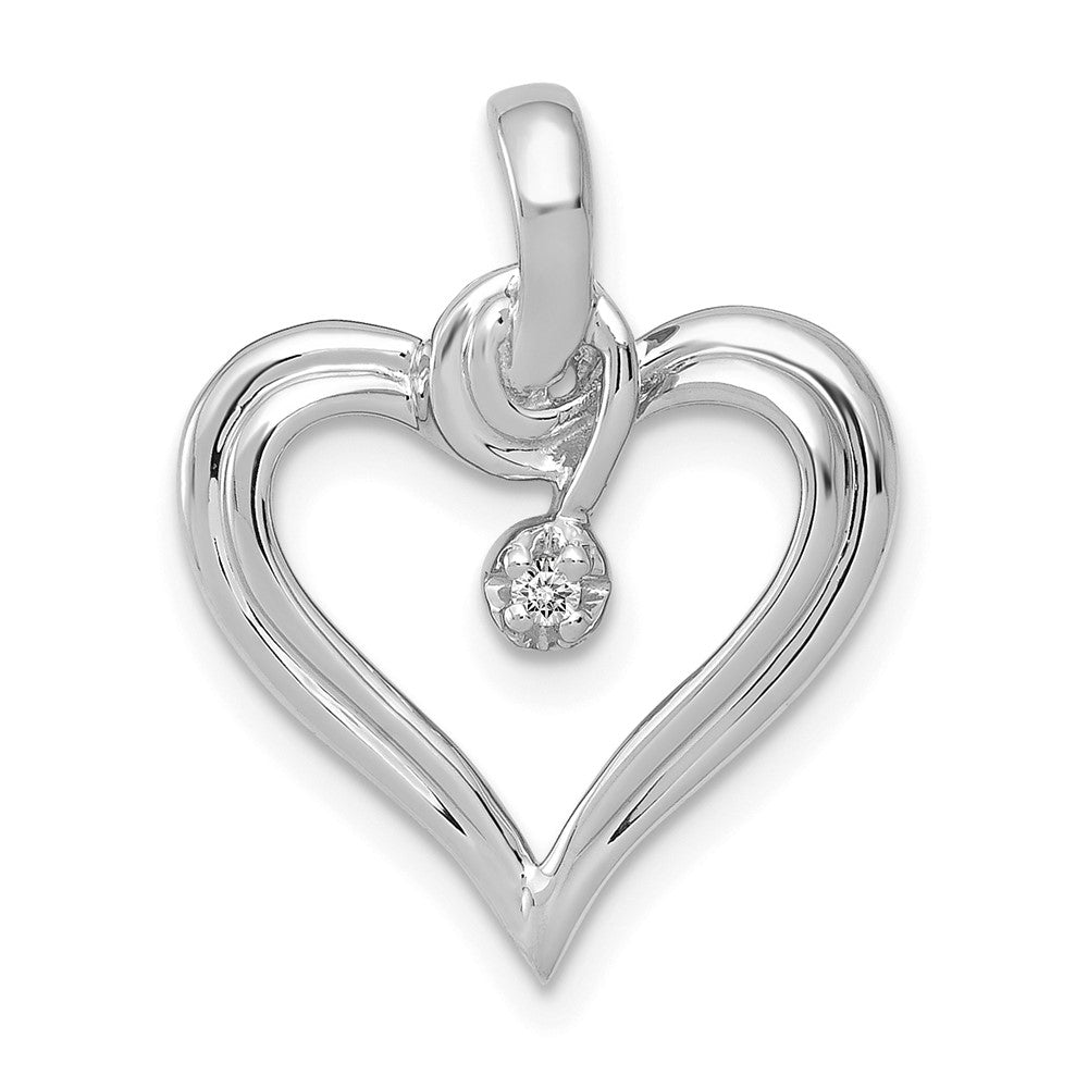 14k White Gold AA .01ct. Diamond Heart Pendant