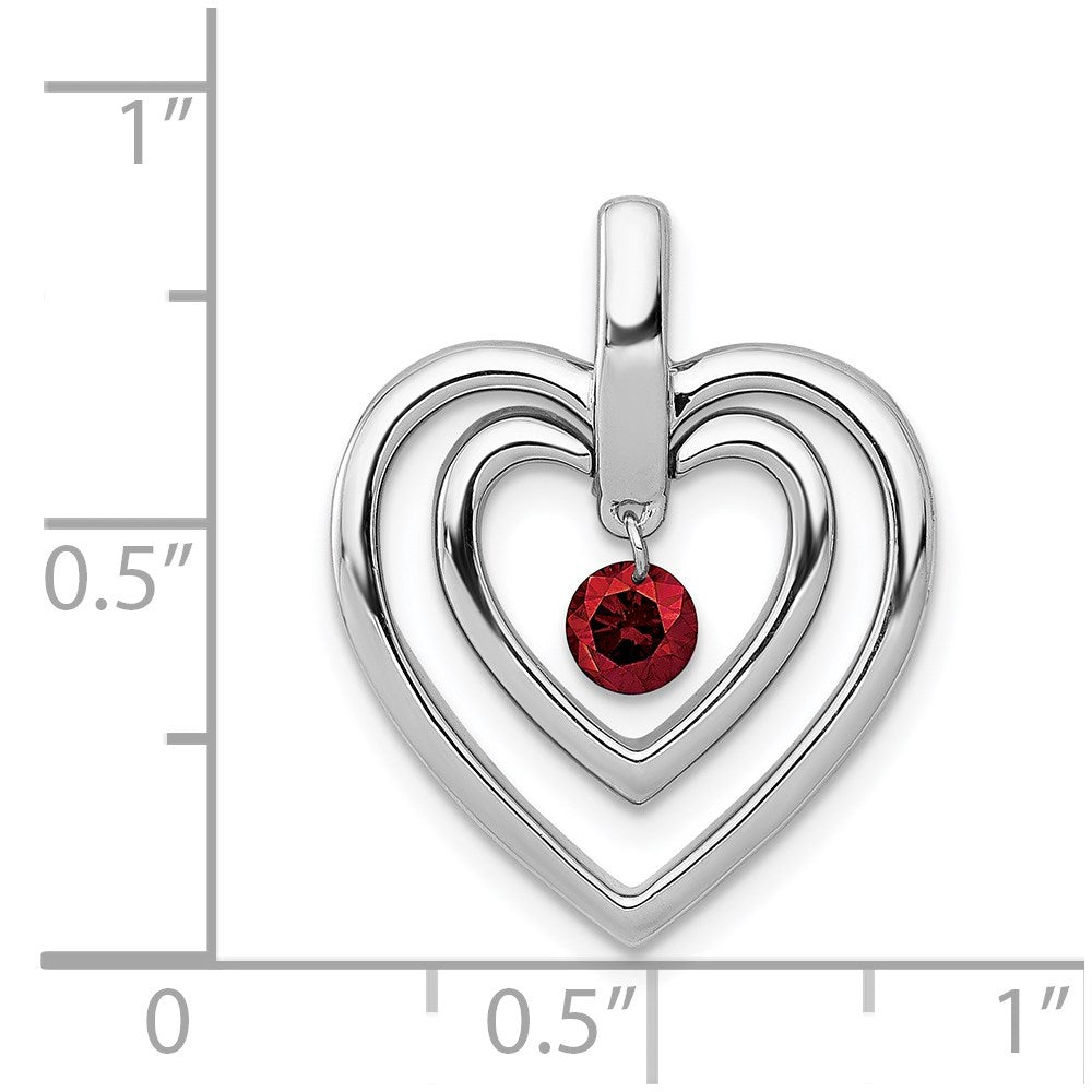 14k White Gold 1/6ct. Red Diamond Double Heart Pendant