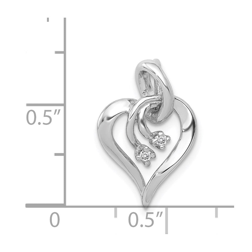 14k White Gold AA Diamond Fancy Heart Pendant