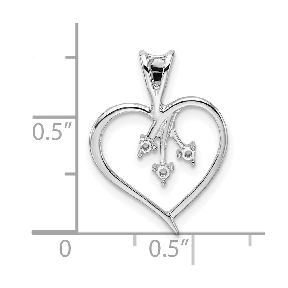14k White Gold Heart Pendant Mounting