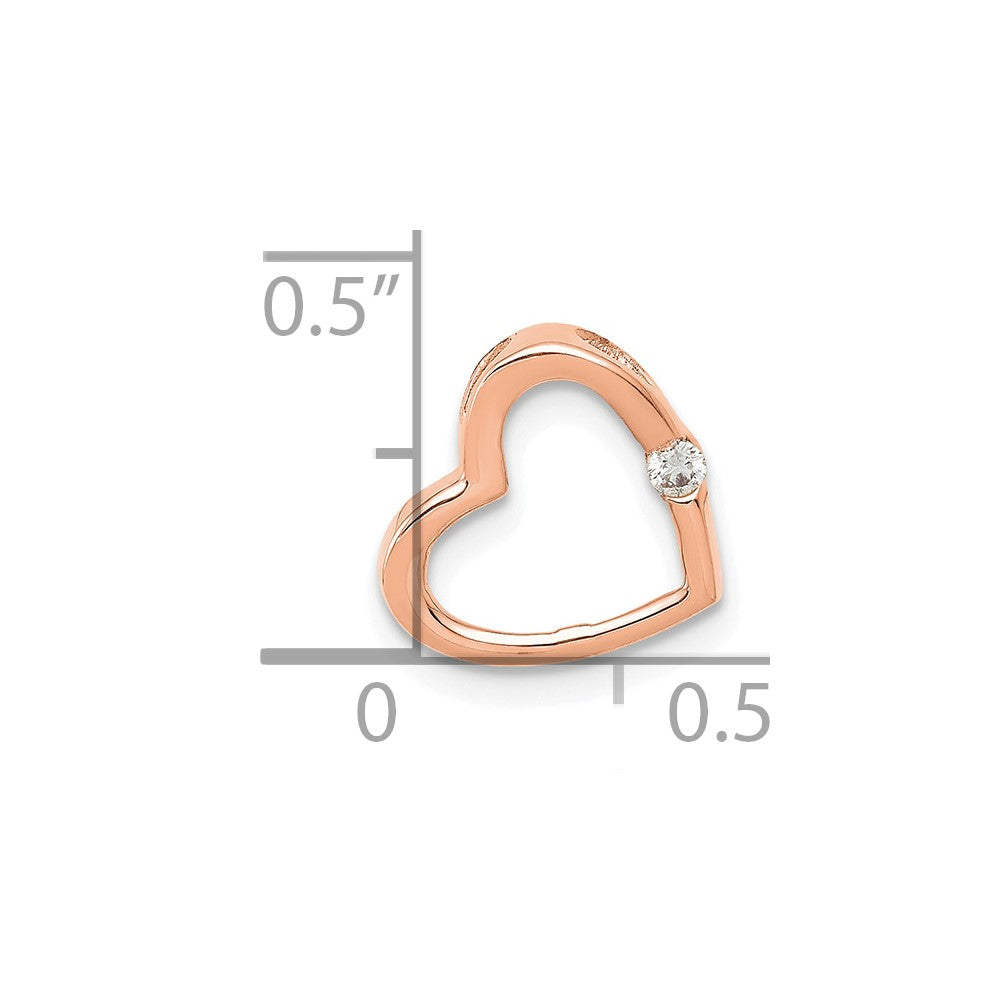 14k Rose Gold AA Diamond Heart Chain Slide
