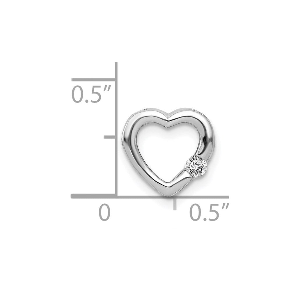 14k White Gold 1/20ct. Diamond Heart Chain Slide