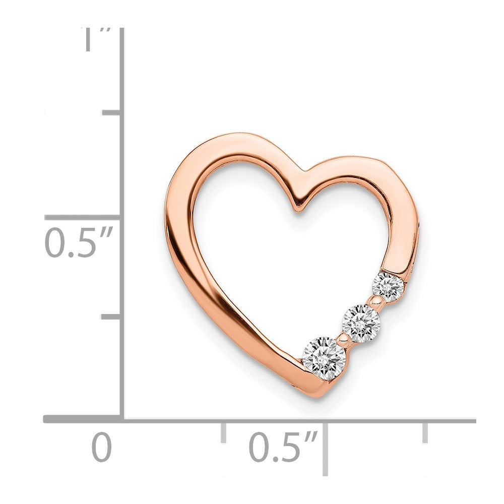 14k Rose Gold 1/6ct. Diamond Heart Chain Slide