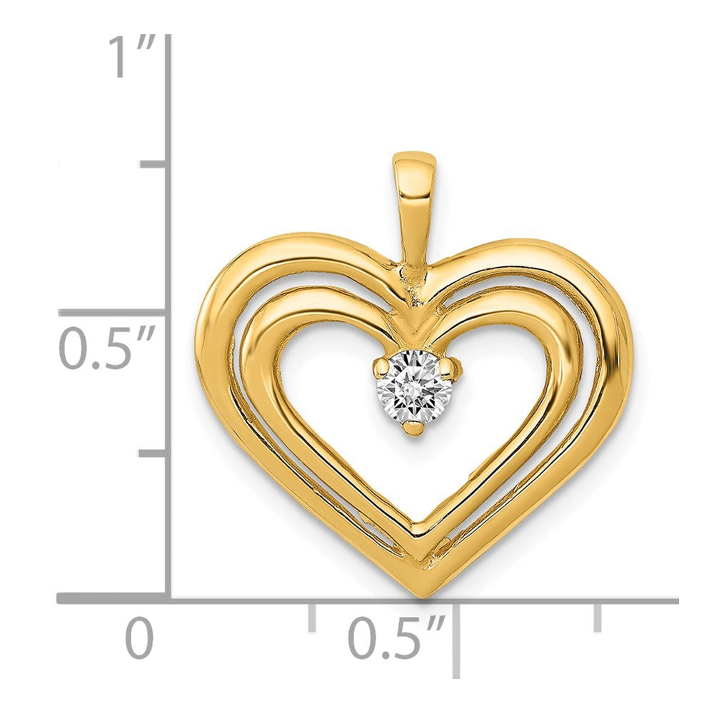 14k AA Diamond Double Heart Pendant