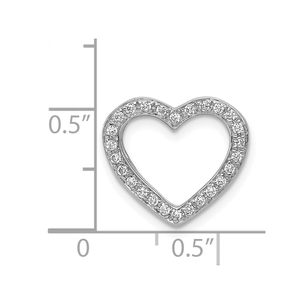 14k White Gold 1/6ct. Diamond Heart Chain Slide