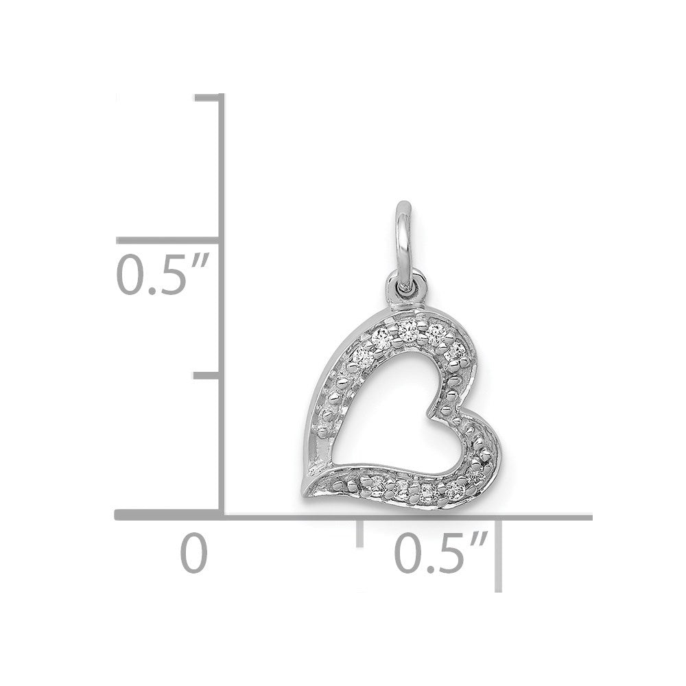 14k White Gold 1/20ct. Diamond Curved Heart Charm