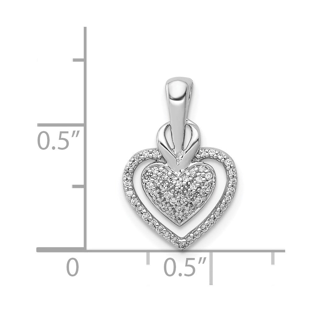 14k White Gold 1/5ct. Diamond Fancy Double Heart Chain Slide