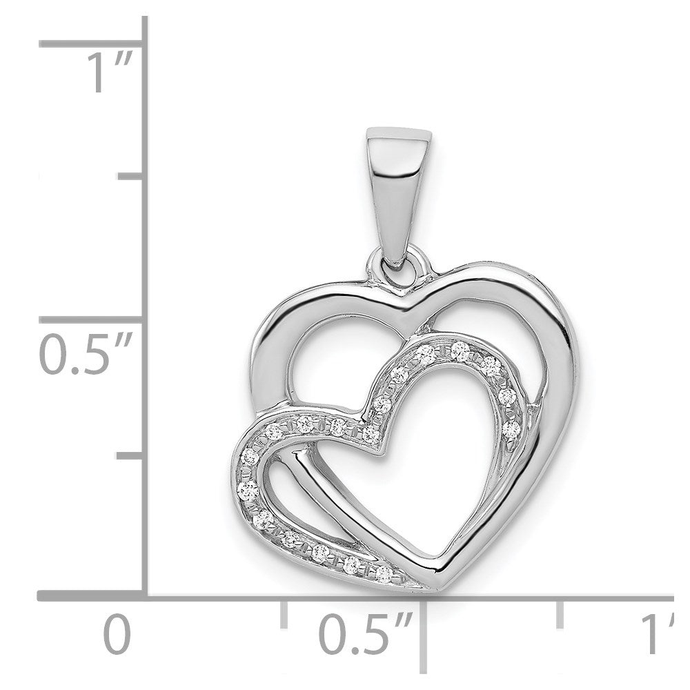 14k White Gold Diamond Entwined Hearts Pendant