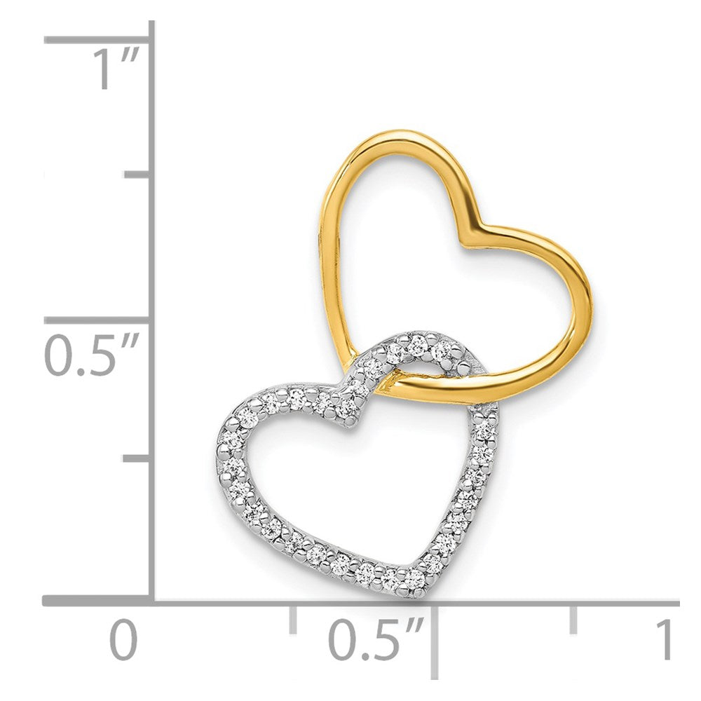 14k Two-Tone 1/10ct. Diamond Double Heart Chain Slide