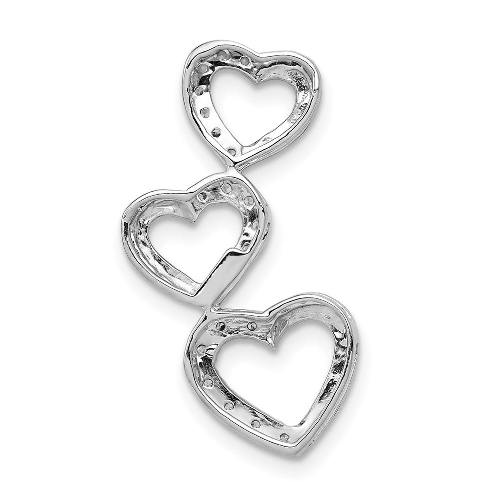14k White Gold 1/10ct. Diamond Triple Heart Chain Slide
