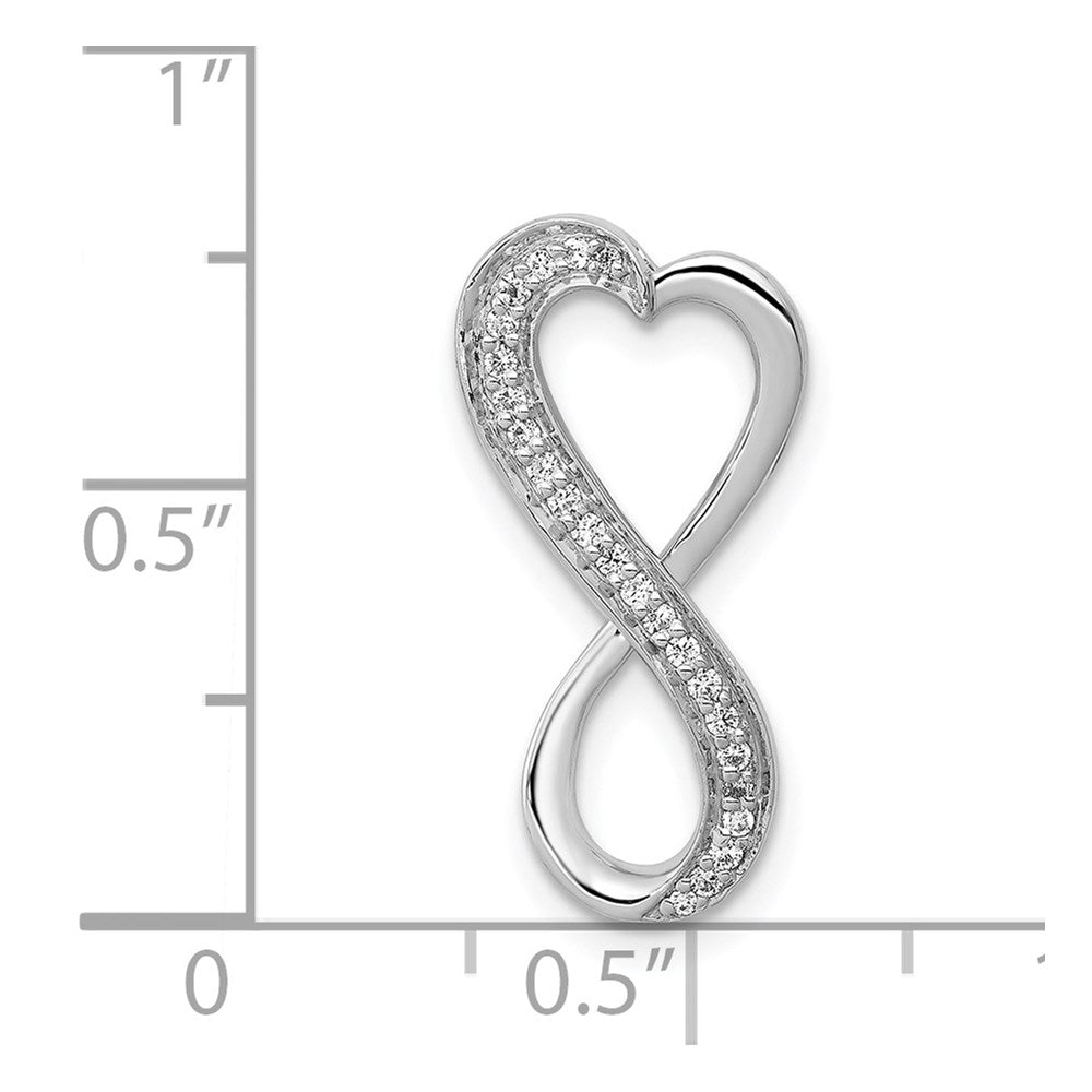 14k White Gold Diamond Freeform Heart Infinity Chain Slide