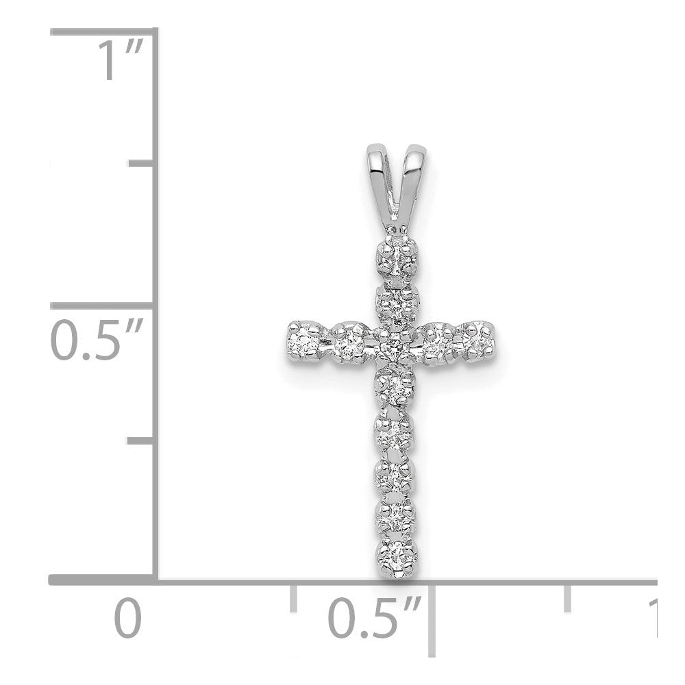 14k White Gold AA 1/8ct. Diamond Latin Cross Pendant
