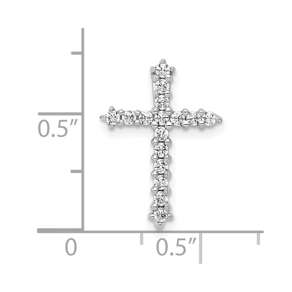 14k White Gold AA Diamond Cross Chain Slide