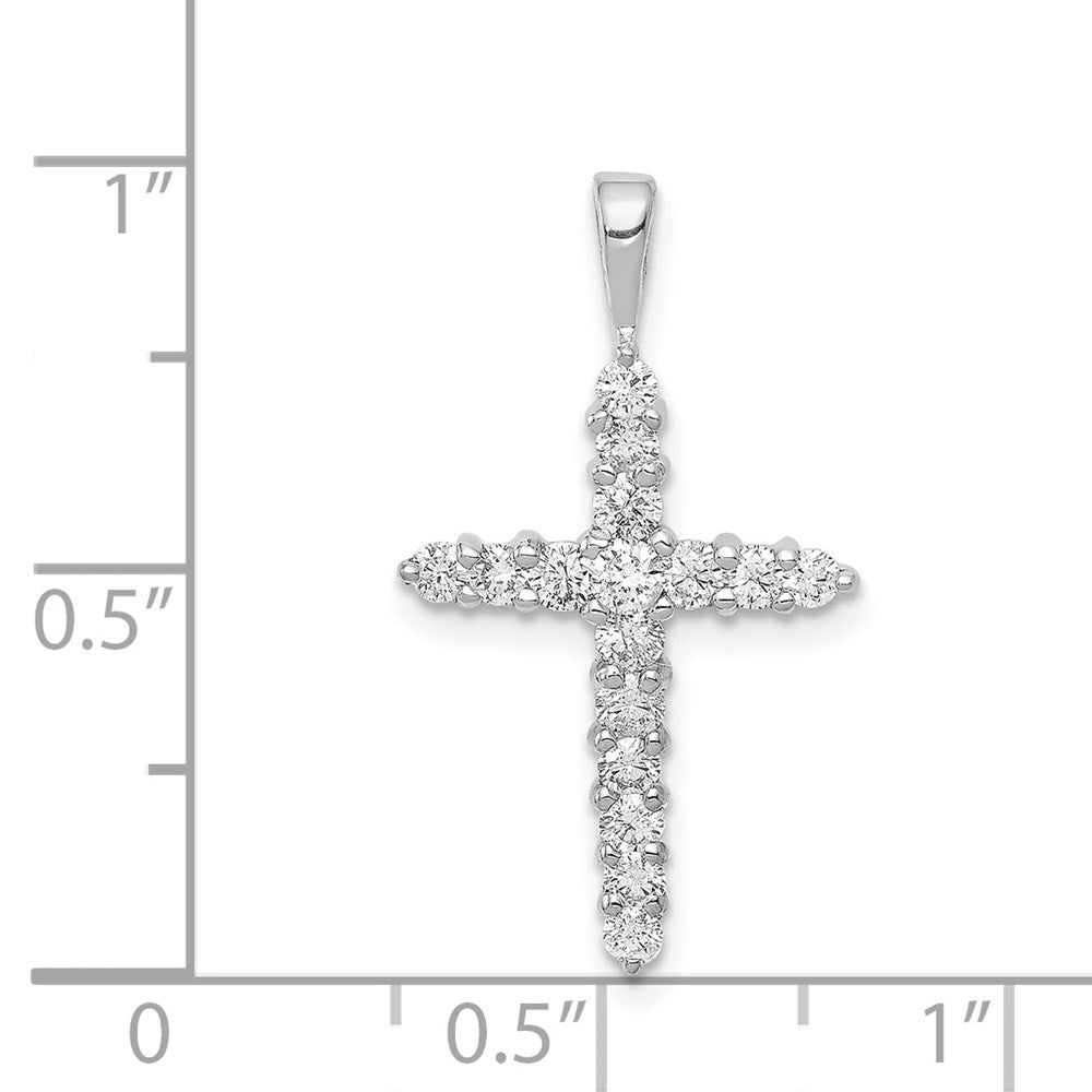 14k White Gold AA 1/2ct. Diamond Cross Pendant