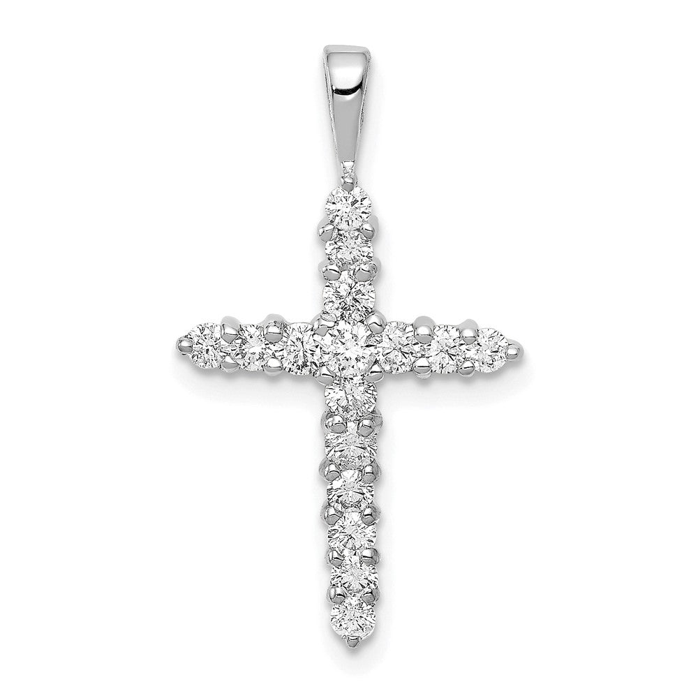 14k White Gold AA 1/2ct. Diamond Cross Pendant