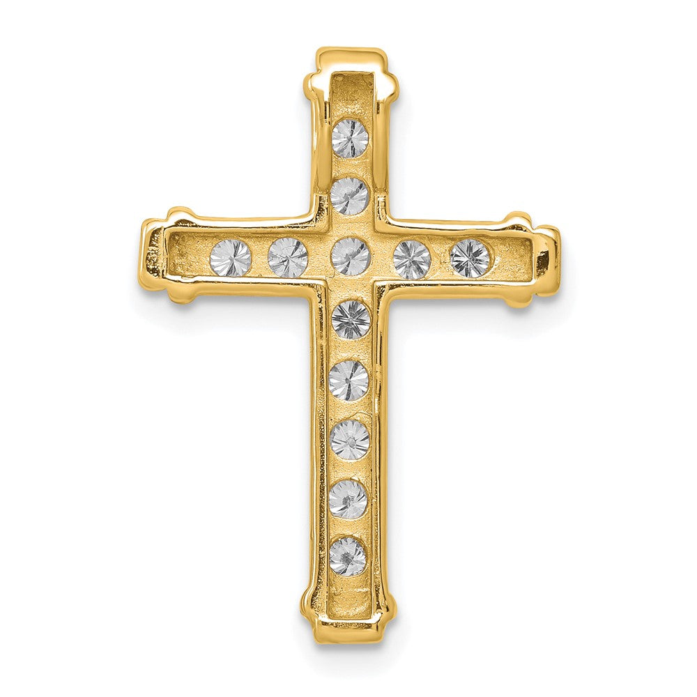 14k AA 3/8ct. Diamond Latin Cross Chain Slide