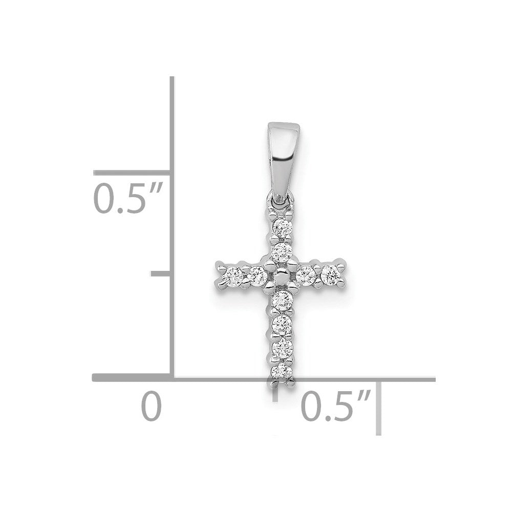 14k White Gold Diamond Latin Cross Pendant