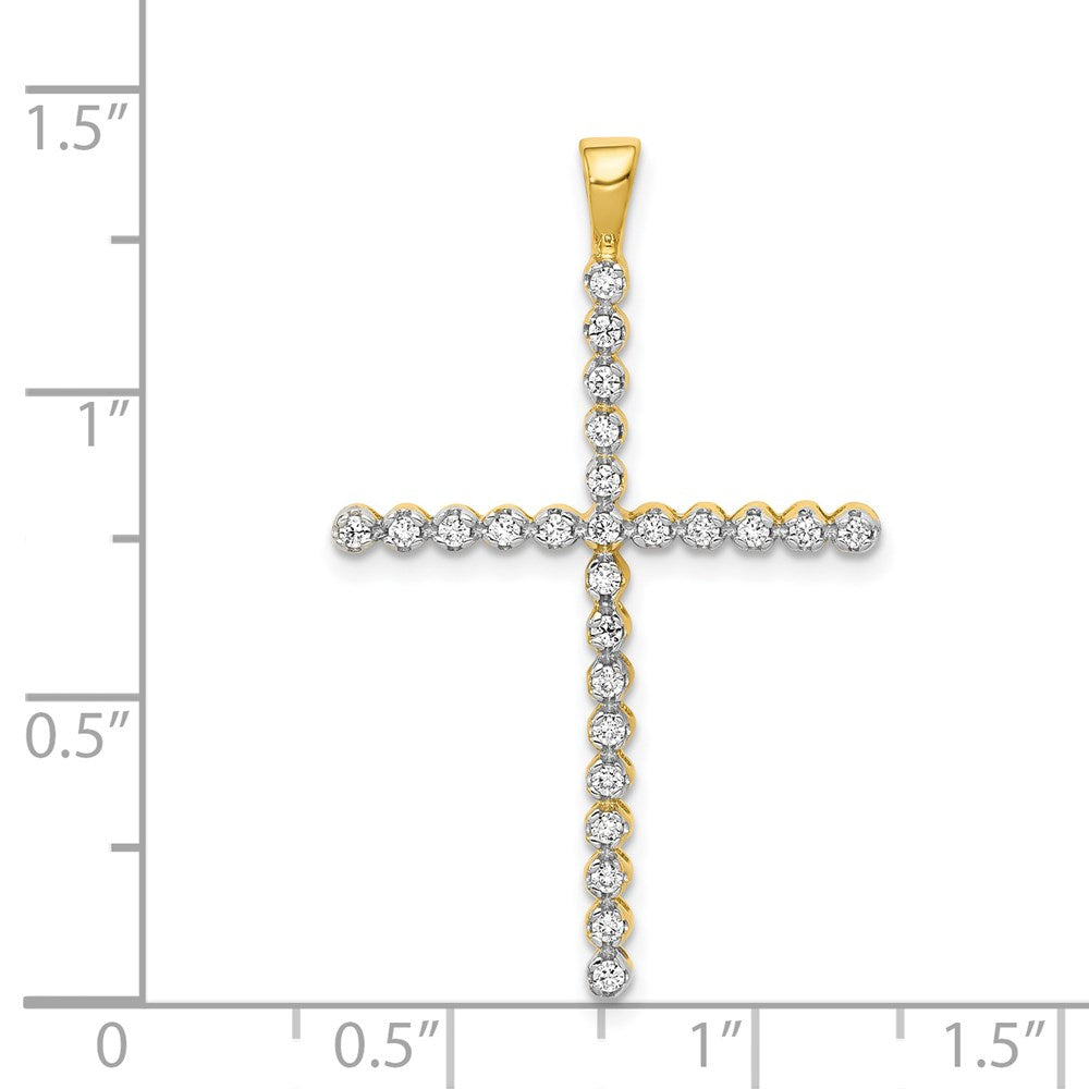 14k and Rhodium 1/4ct. Diamond Cross Pendant