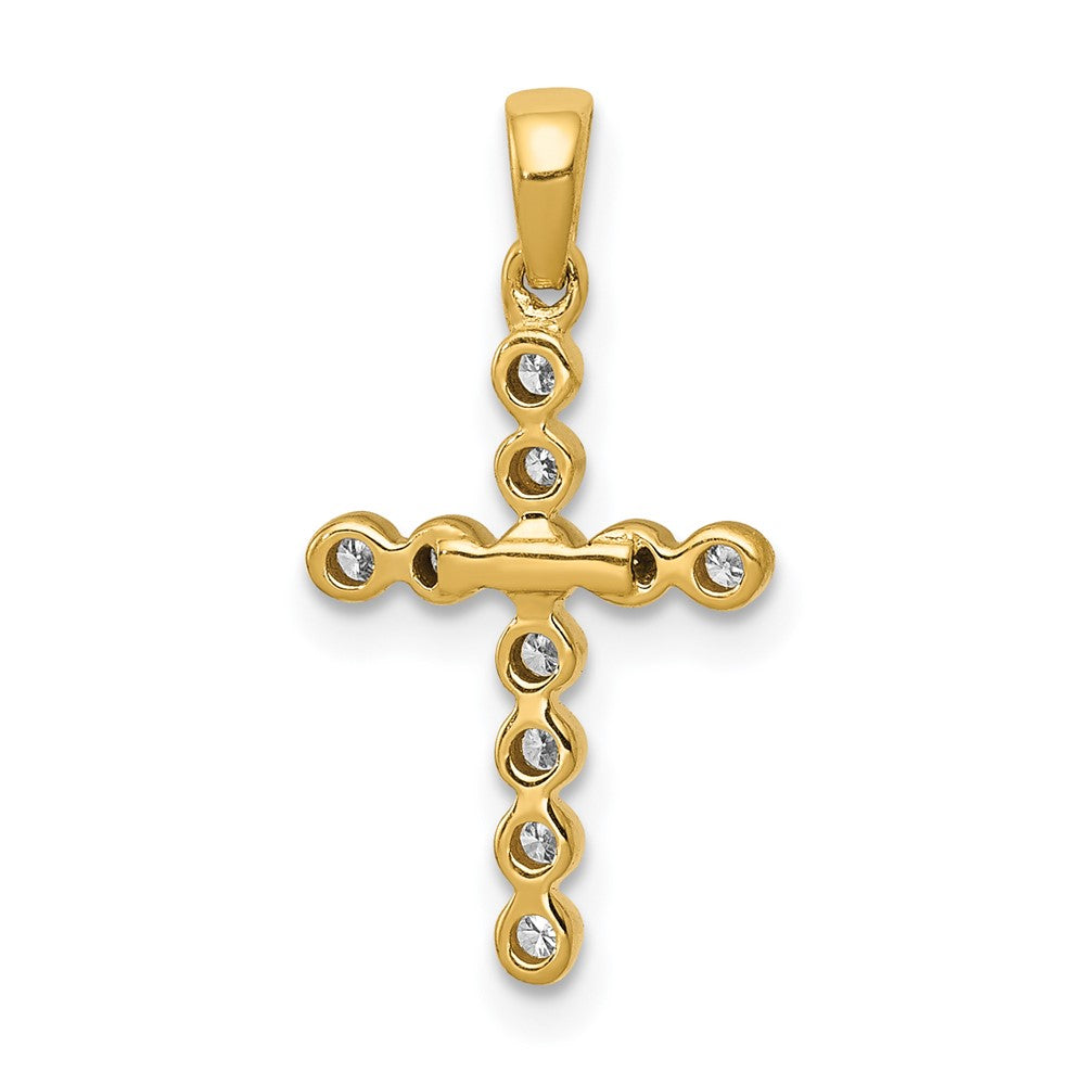 14k Polished 1/10ct. Diamond Cross Pendant