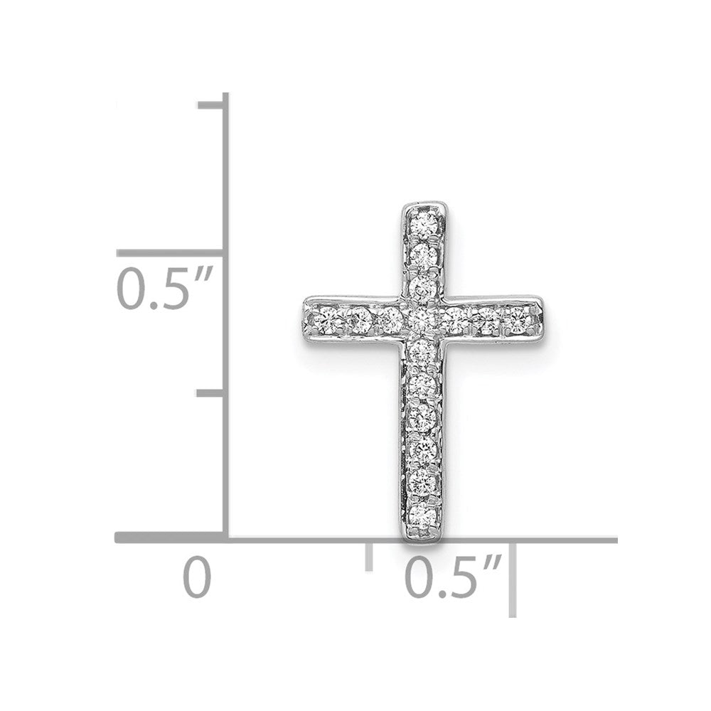 14k White Gold 1/6ct. Diamond Latin Cross Chain Slide
