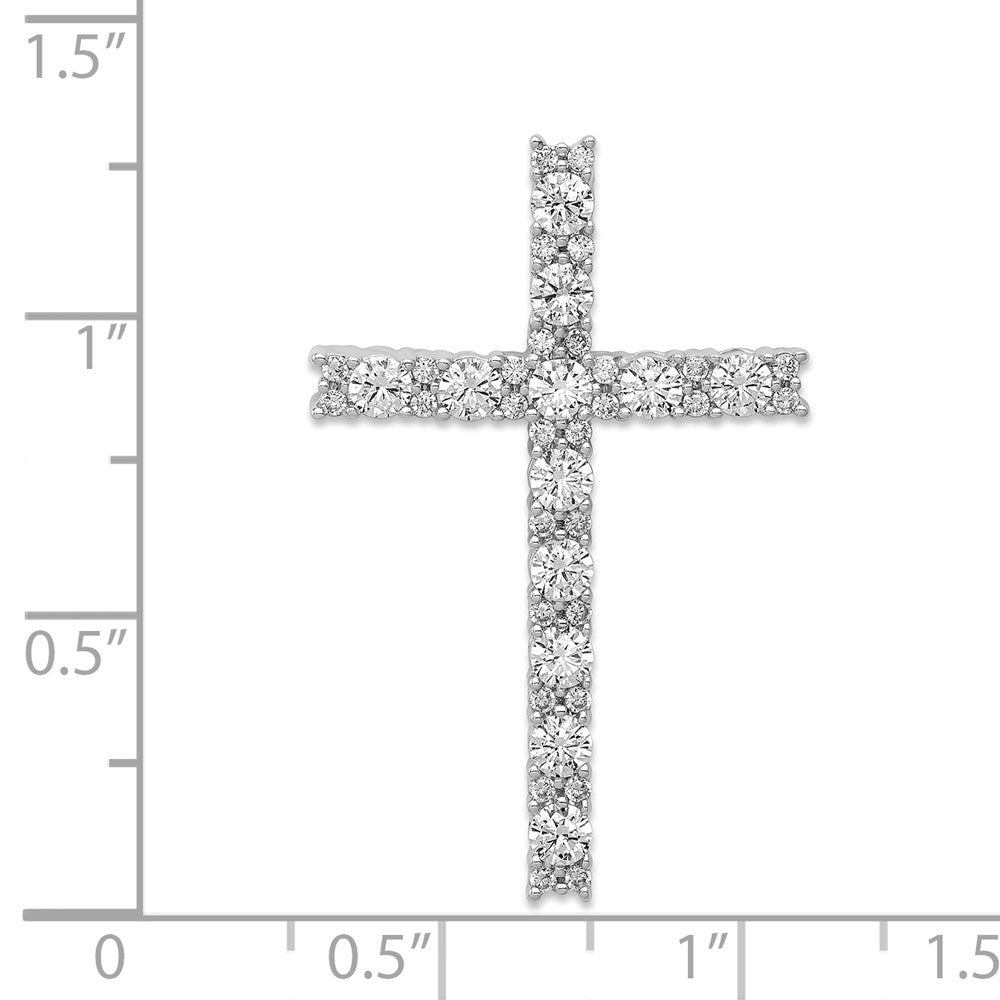 14k White Gold Diamond Latin Cross Pendant