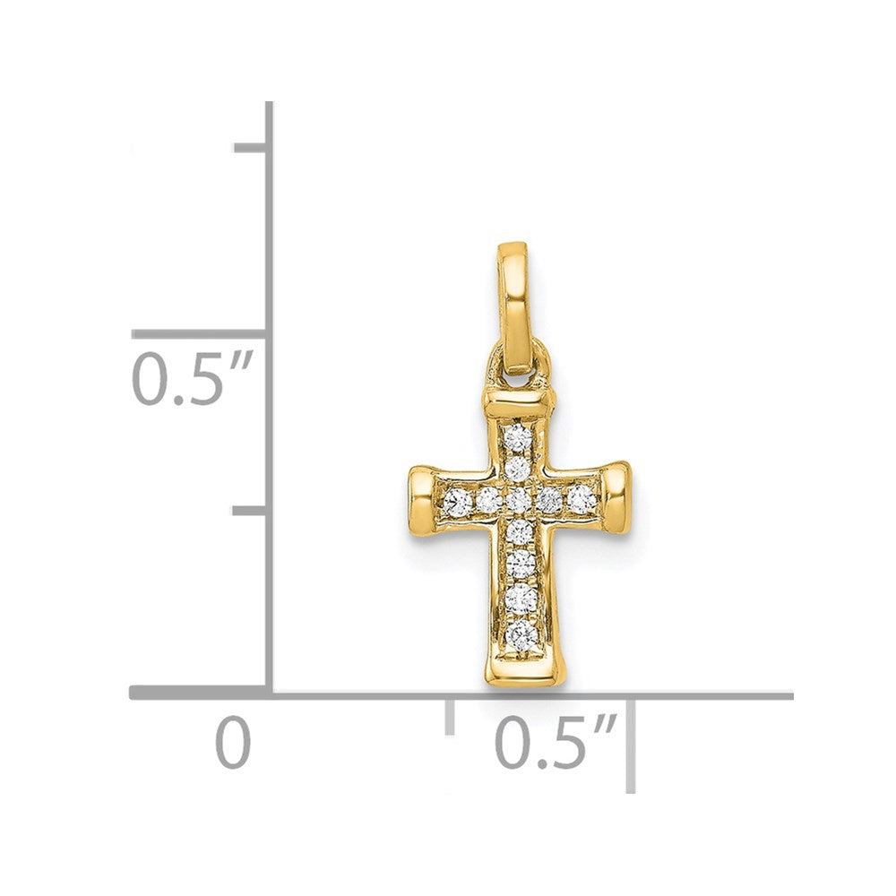 14k Small 1/20ct. Diamond Latin Cross Pendant