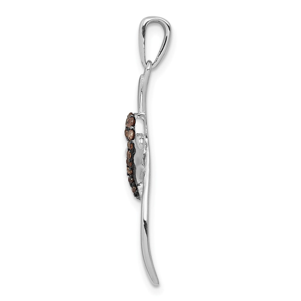 14k White Gold 1/10ct. Champagne Diamond Heart Cross Pendant