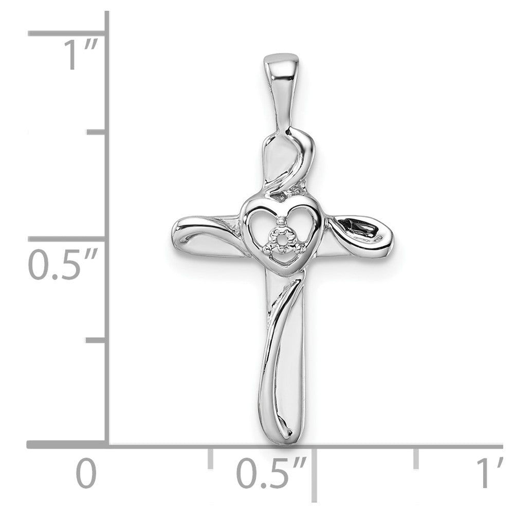 14k White Gold Heart Cross Mounting