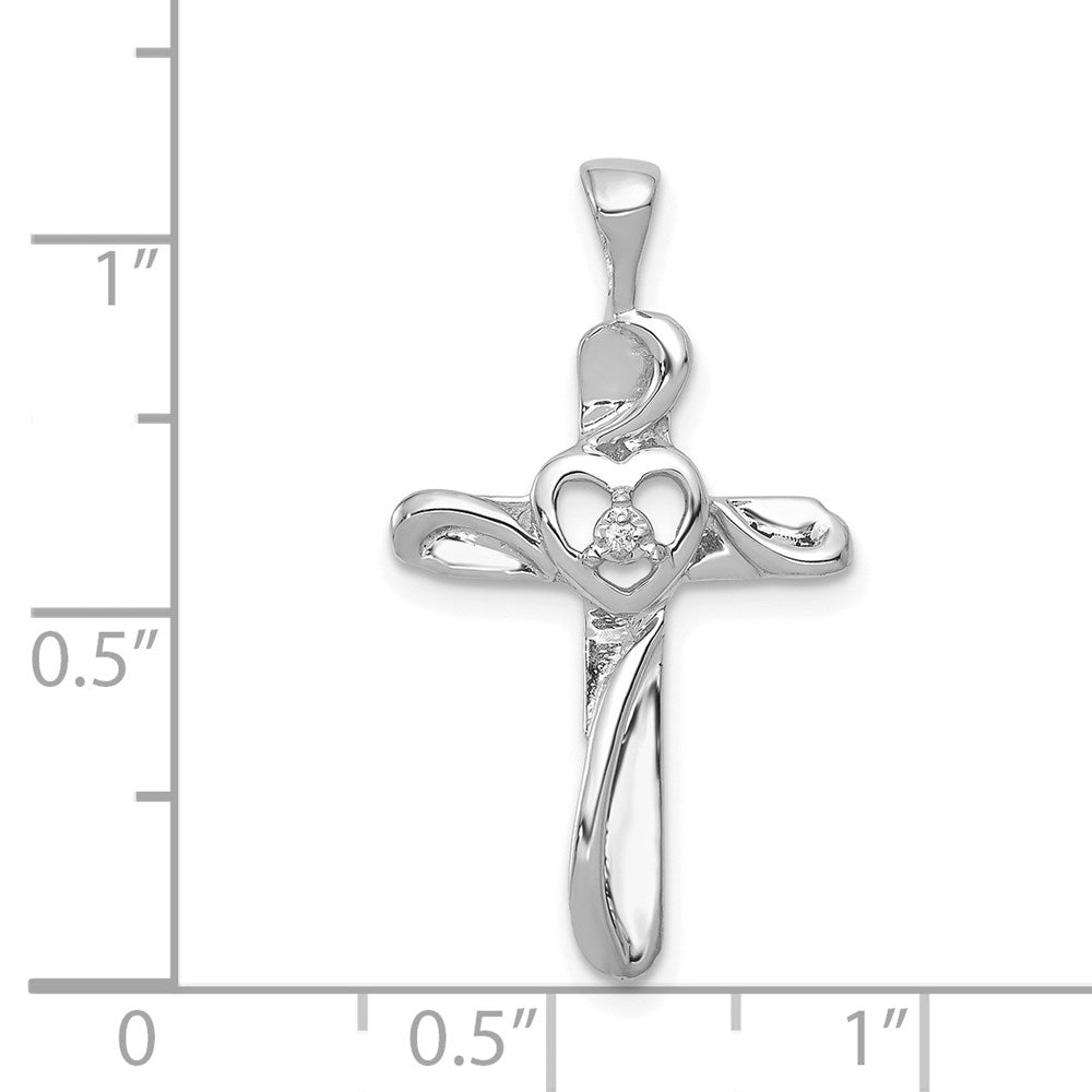 14k White Gold AA Diamond Cross Pendant