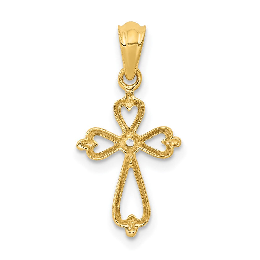 14k Diamond Accented Cross Pendant