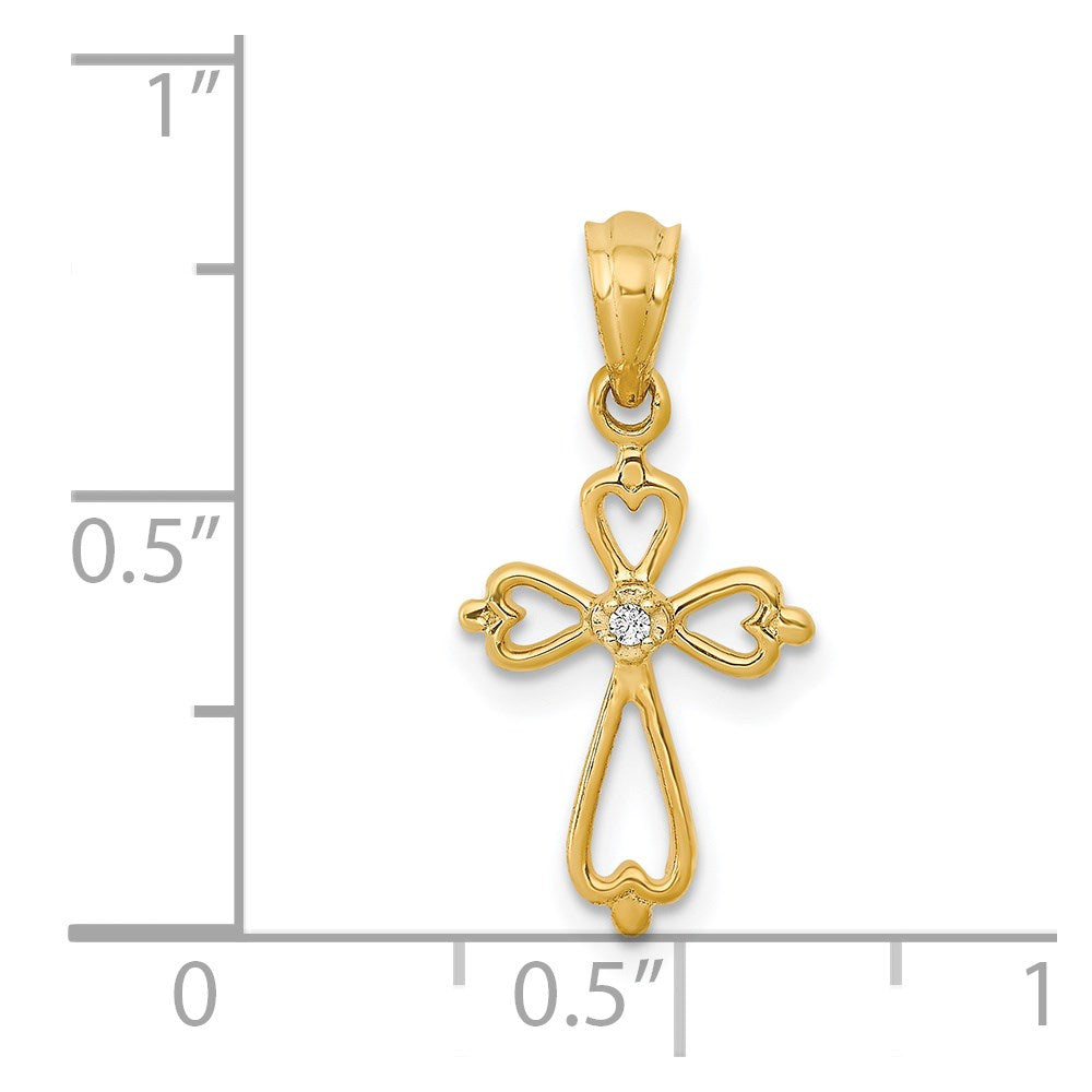 14k Diamond Accented Cross Pendant