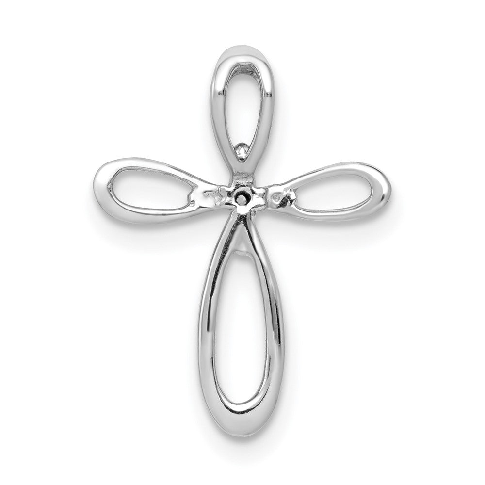 14k White Gold 1/20ct. Diamond Cross Chain Slide