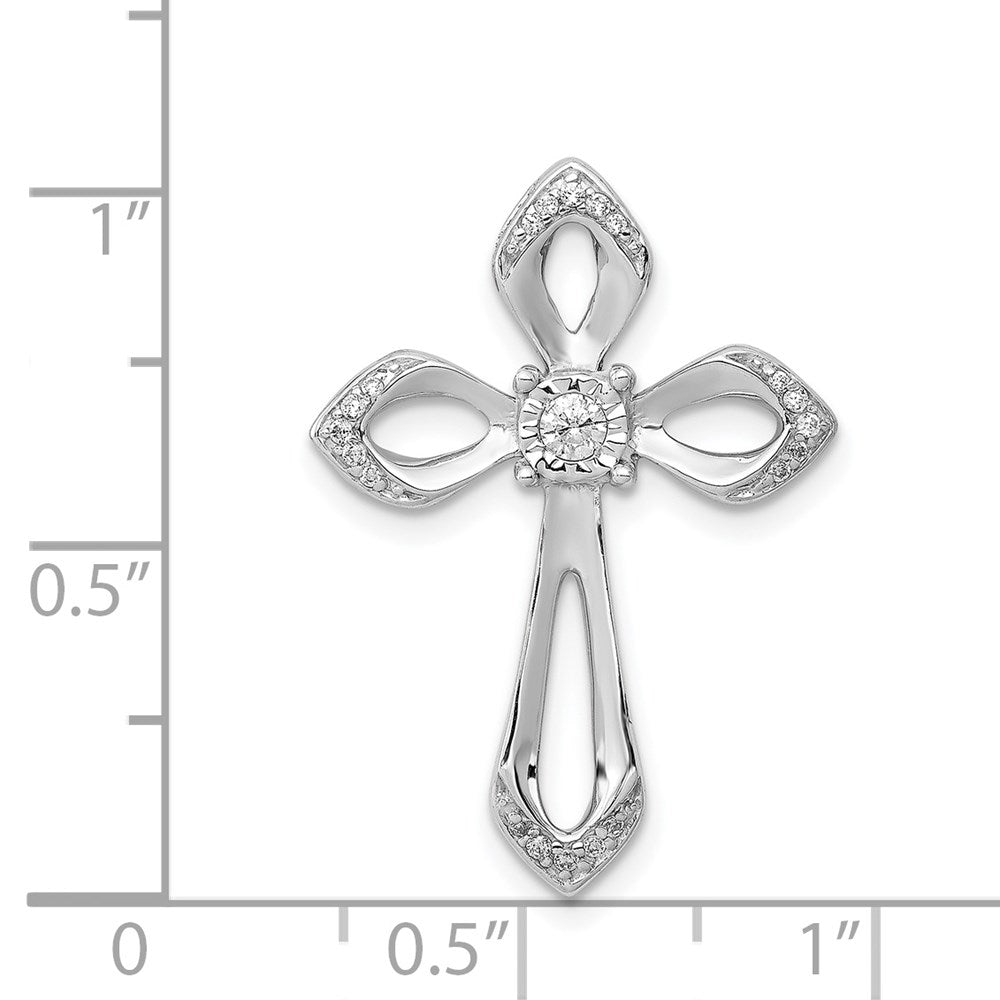 14k White Gold 1/8ct. Diamond Cross Chain Slide