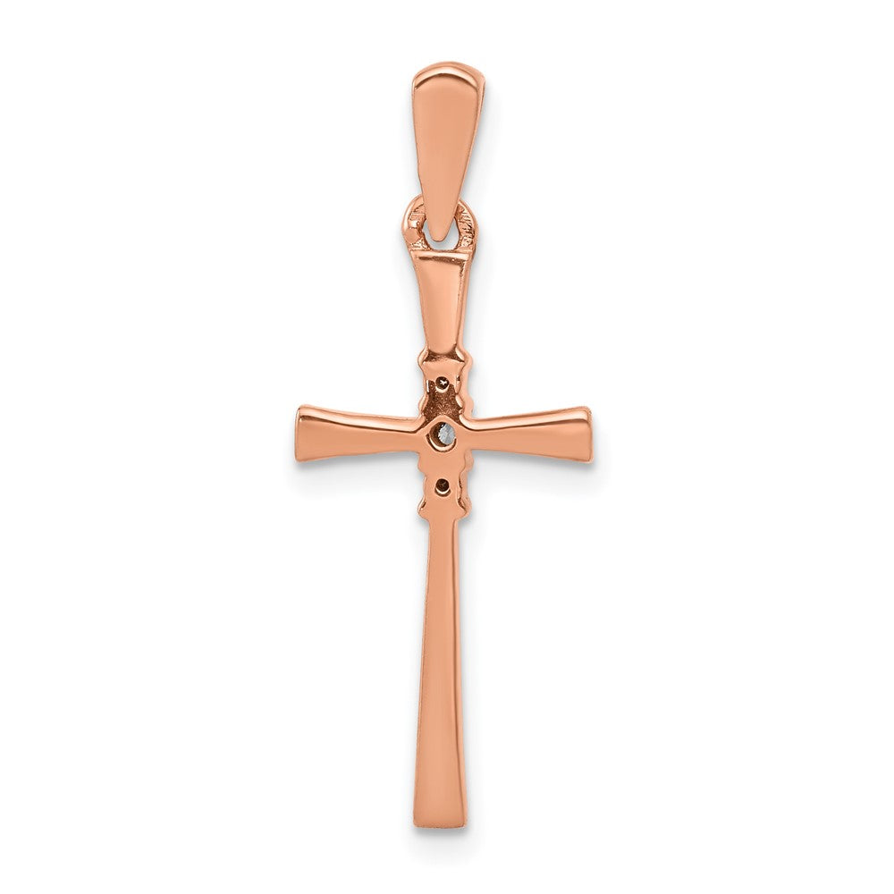14k Rose Gold .03ct. Diamond Cross Pendant