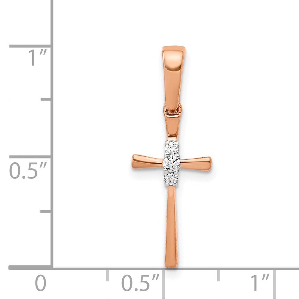 14k Rose Gold 1/20ct. Diamond Cross Pendant