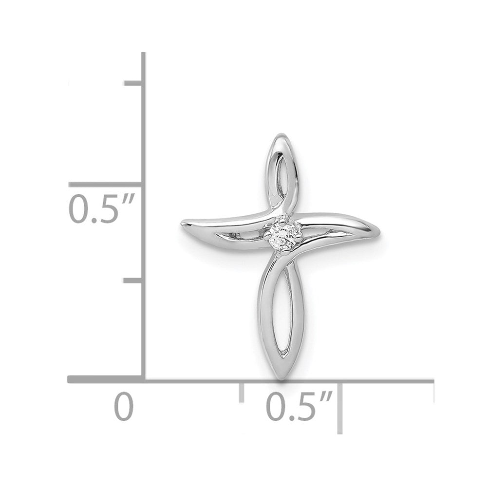 14k White Gold AA Diamond Cross Pendant