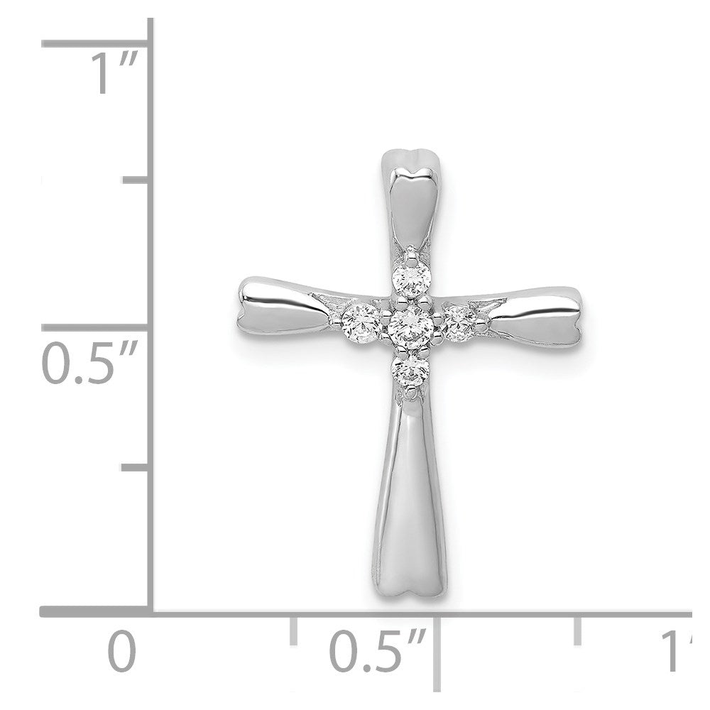 14k White Gold 1/6ct. 5-Stone Diamond Cross Chain Slide