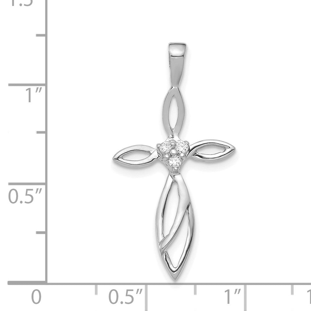 14k White Gold AA Diamond Cross Pendant