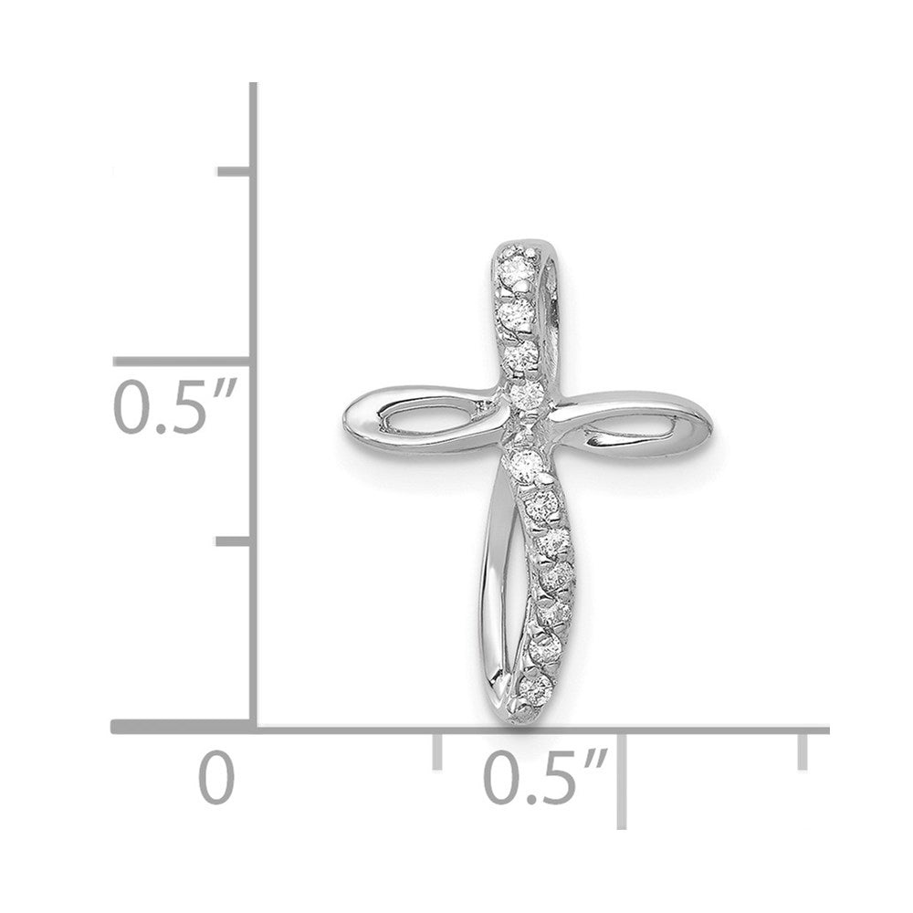14k White Gold AA Diamond Cross Pendant
