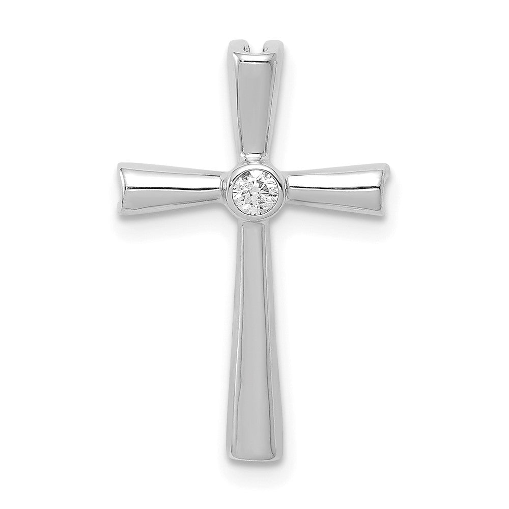 14k White Gold AA Diamond Cross Chain Slide