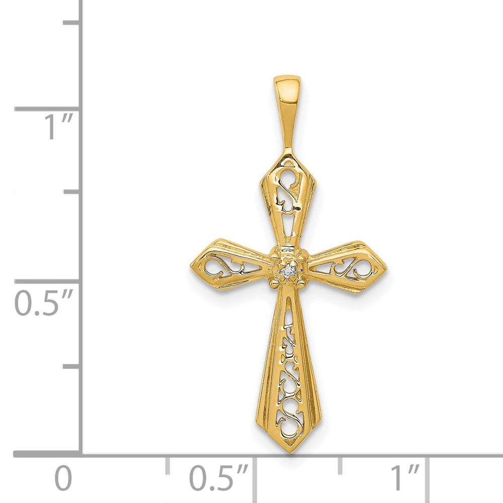 14k AA Diamond Passion Cross Pendant