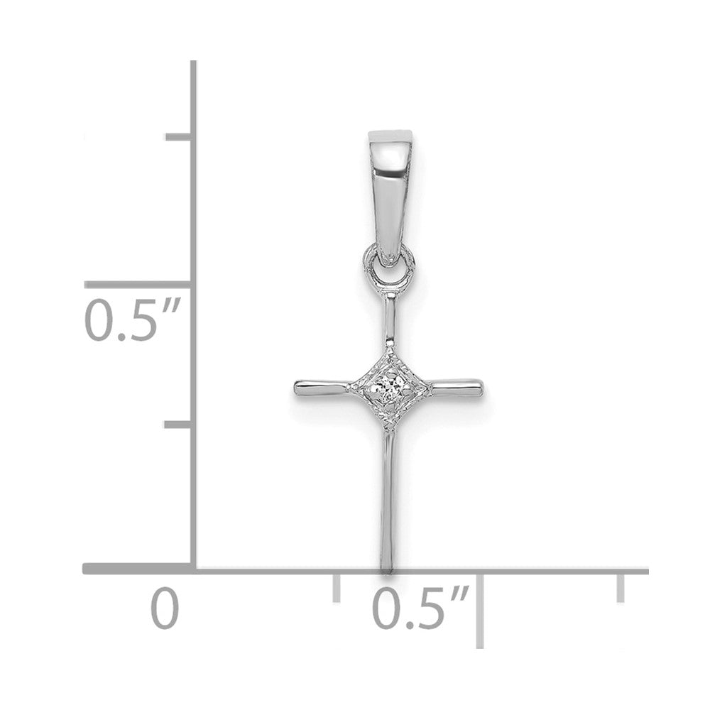 14k White Gold Small .01ct. Diamond Cross Pendant