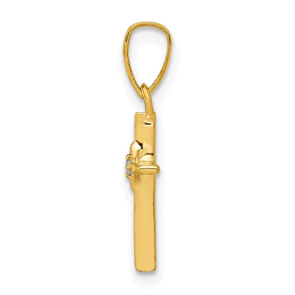 14k Small .01ct. Diamond Cross Pendant
