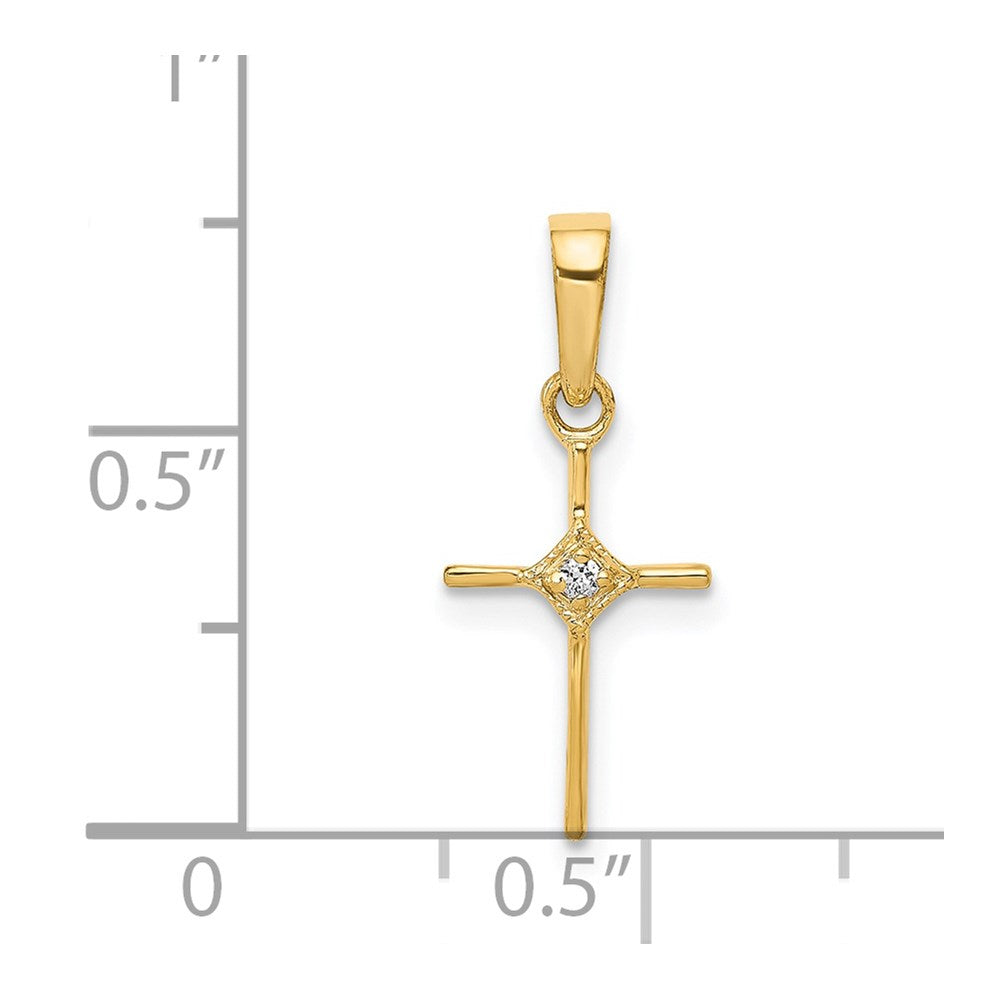 14k Small .01ct. Diamond Cross Pendant