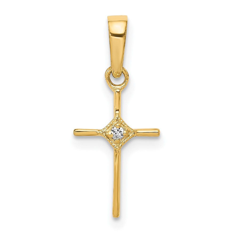 14k Small .01ct. Diamond Cross Pendant