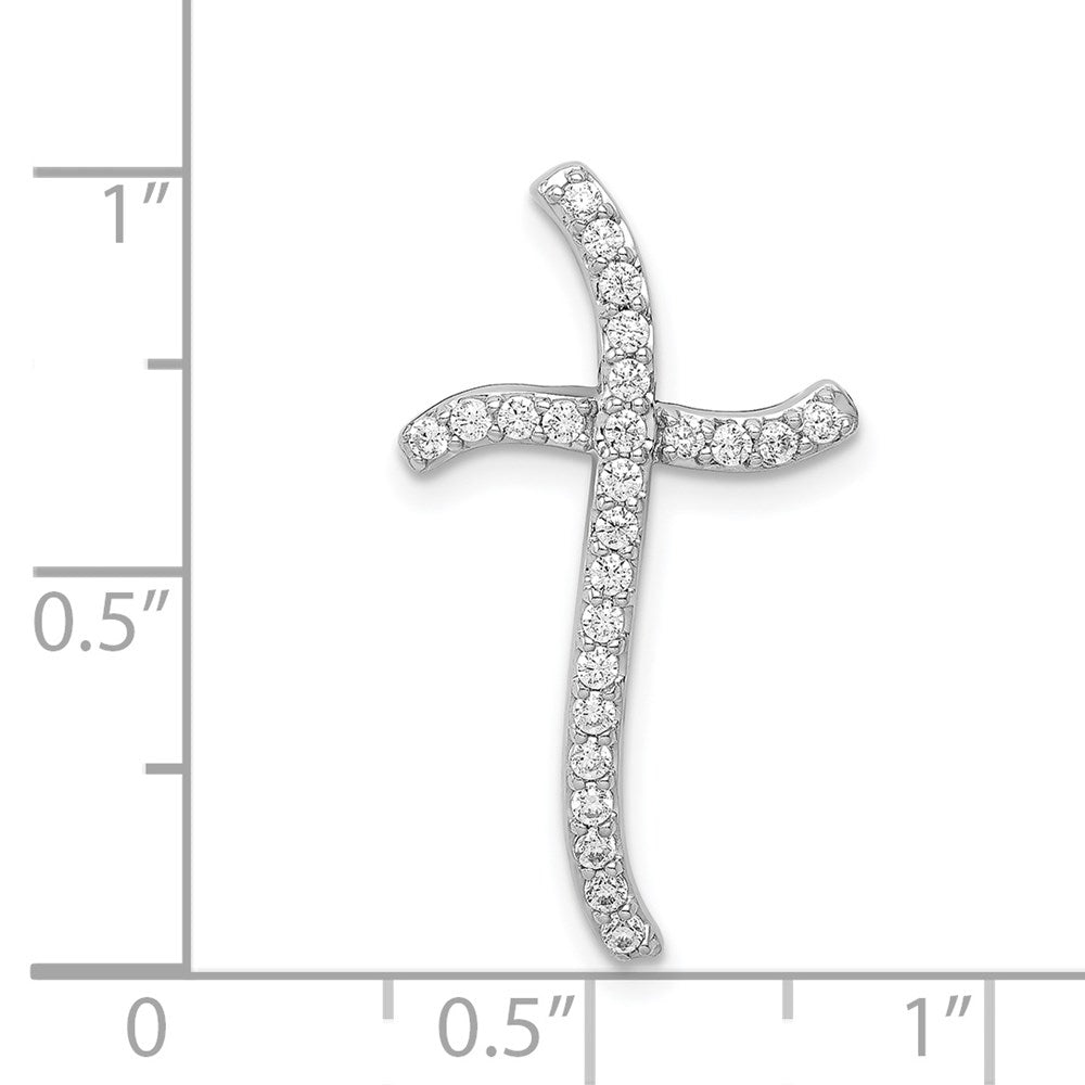 14k White Gold 1/4ct. Diamond Cross Chain Slide