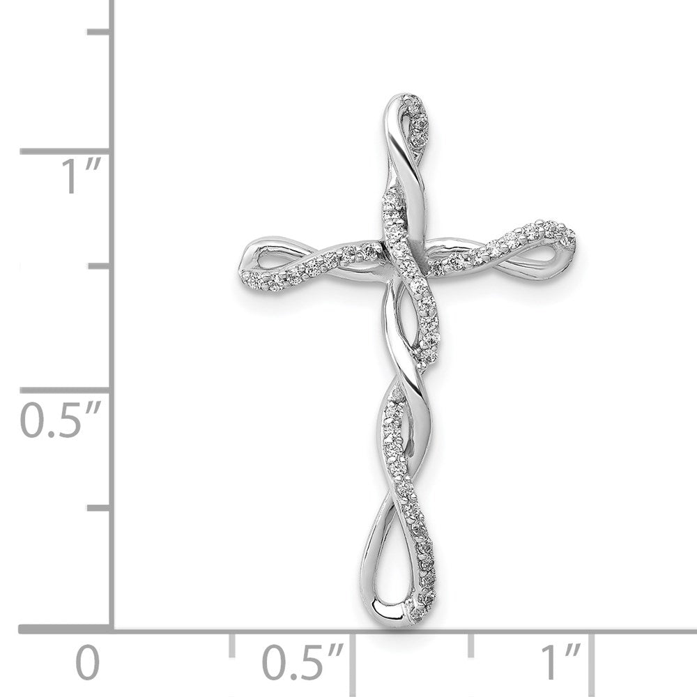 14k White Gold 1/6ct. Diamond Twisted Cross Chain Slide