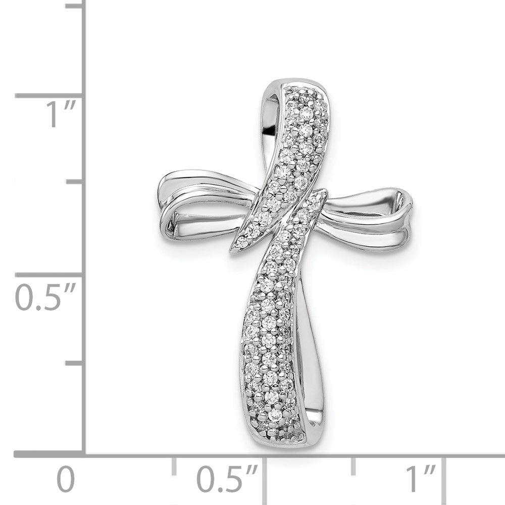 14k White Gold 1/4ct. Diamond Cross Chain Slide