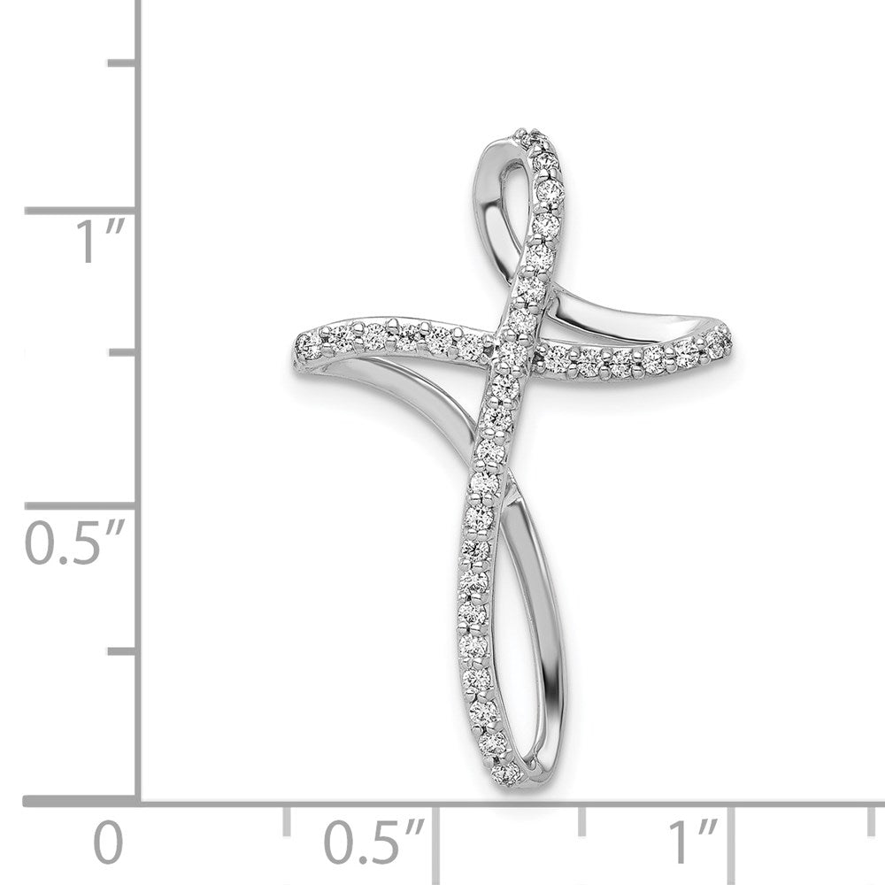 14k White Gold 1/5ct. Diamond Cross Chain Slide
